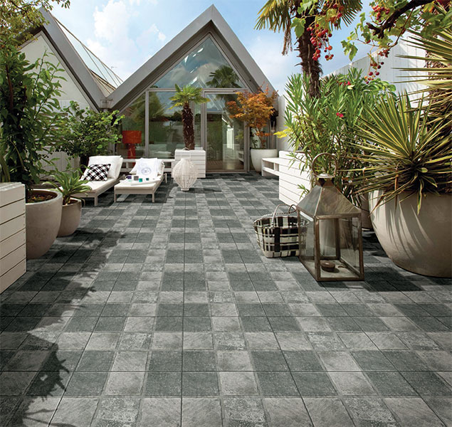 tiled patio